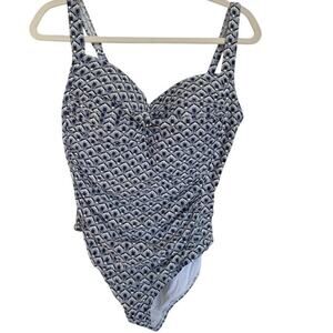 Bond-Eye Australia Twist Front One Piece Swimsuit Blue Size 16 D/DD Like New